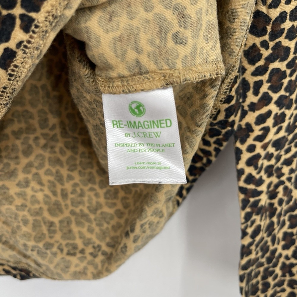 J. Crew Tissue Turtleneck Top Small Leopard Print Long Sleeve Cotton Women's - Picture 5 of 7